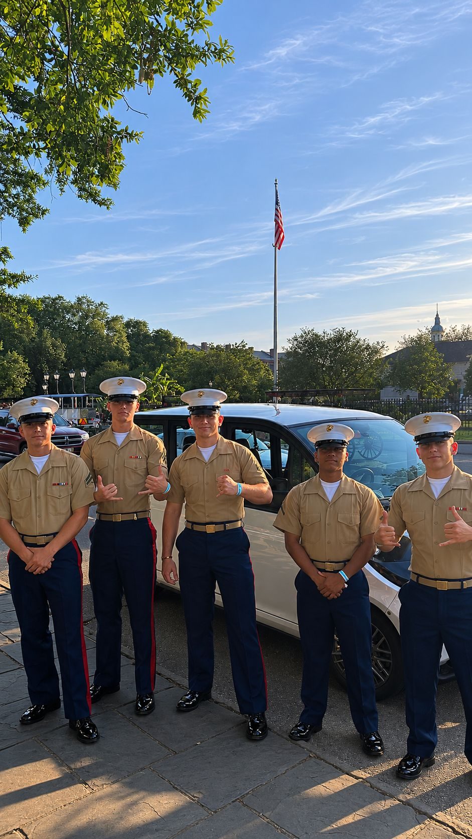 Marines standing with a Breeze shuttle