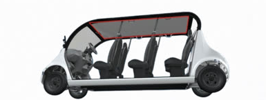 Interior roof wrap ad placement inside a Breeze shuttle