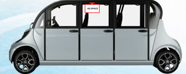 Seatback screen ad placement diagram inside a Breeze shuttle