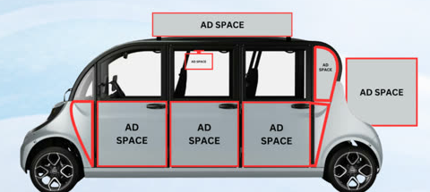 Full side wrap ad-space diagram on a Breeze GEM shuttle