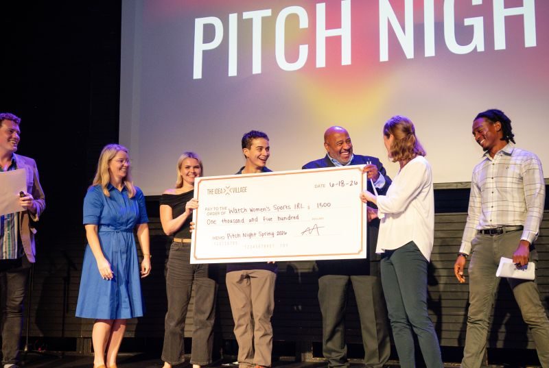 Tristan Sariego on stage at Idea Village Pitch Night