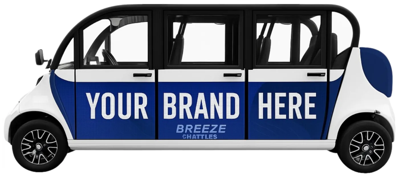 GEM shuttle with Your Brand Here side panels